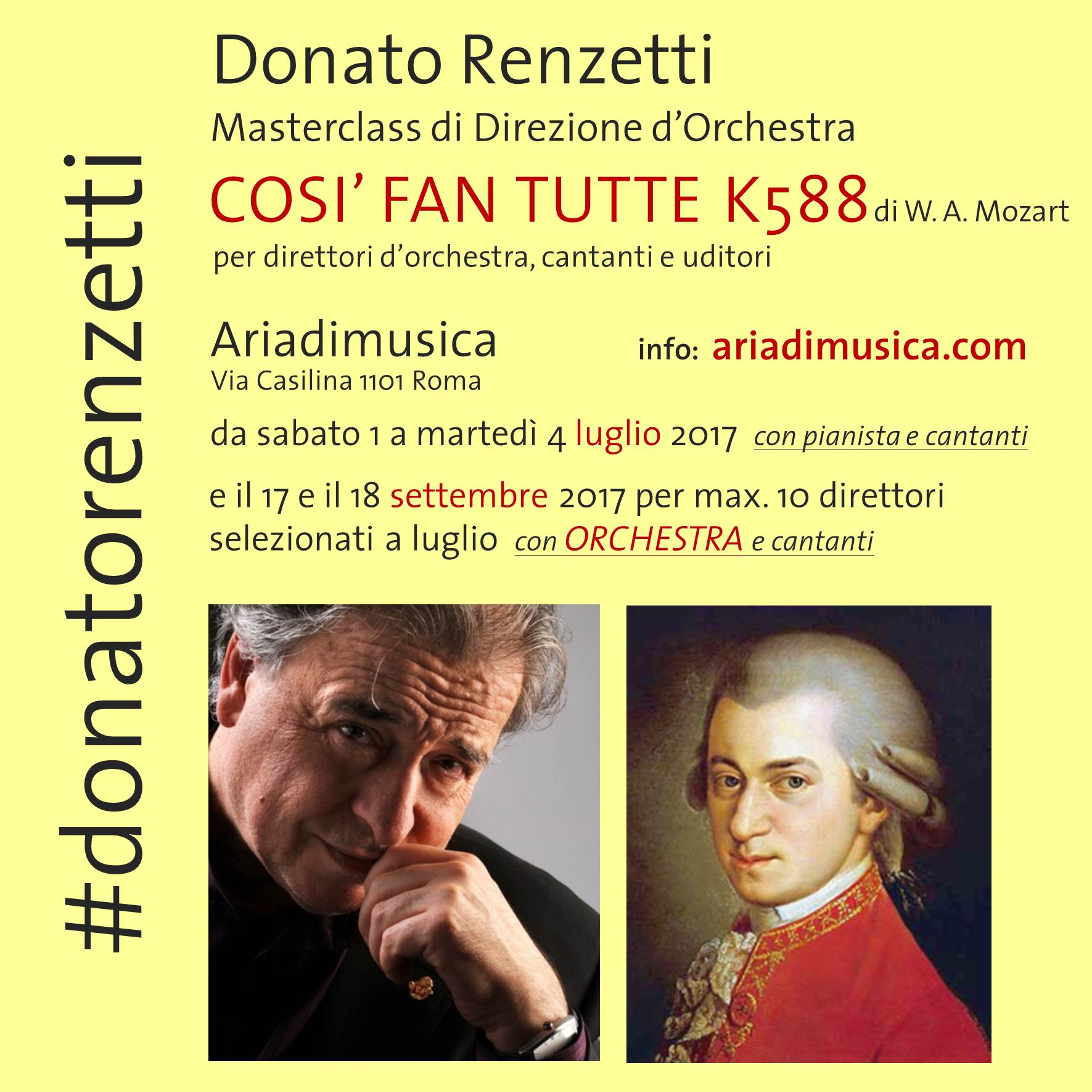 Masterclass di direzione d'orchestra con il M° Donato Renzetti sul &quote;Così fan tutte&quote; di W. A. Mozart
